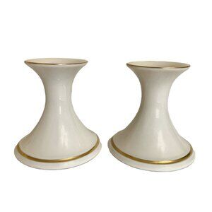NEW 2 Lenox Eternal Candlesticks 24kt Gold Bone China Porcelain Vintage 1996